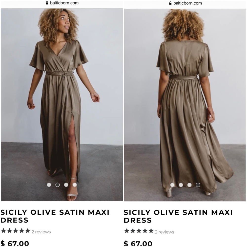 SICILY OLIVE SATIN MAXI DRESS